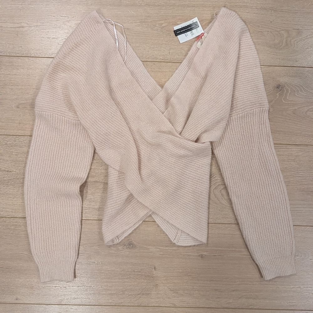 Open Edit Rose Pink Wrap Sweater